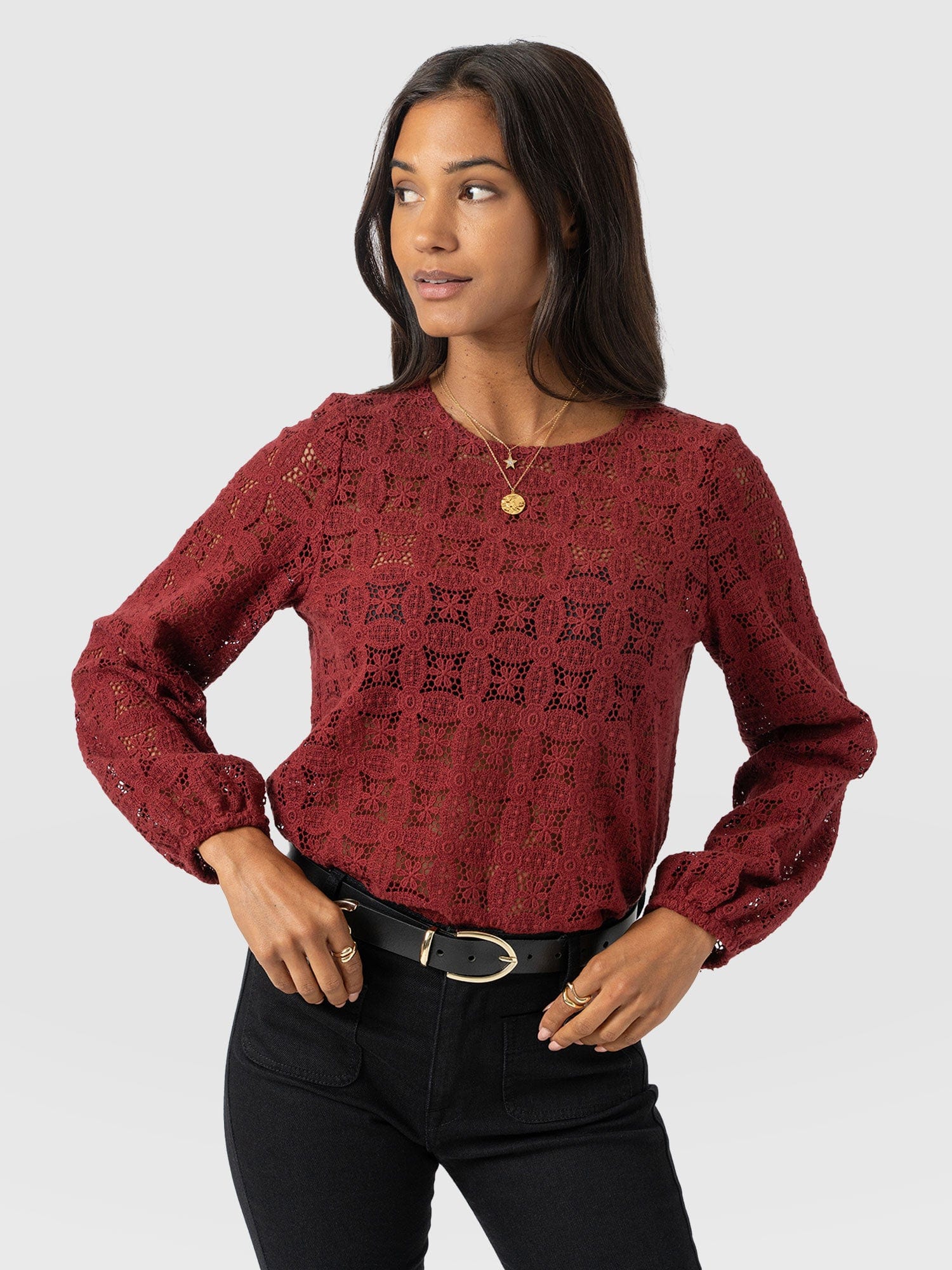 Sadie Blouse - Burgundy - Women's Blouses | Saint + Sofia® EU