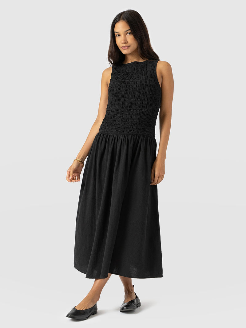 Sadie Shirring Dress - Black - Women's Dresses | Saint + Sofia® EU