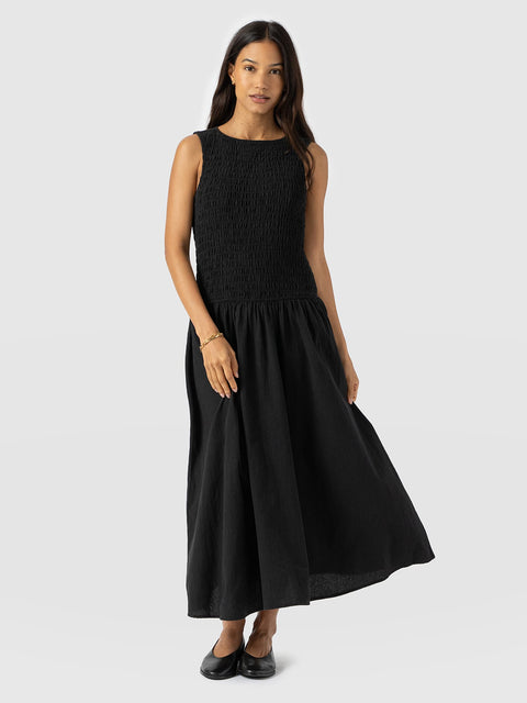 Sadie Shirring Dress - Black - Women's Dresses | Saint + Sofia® EU
