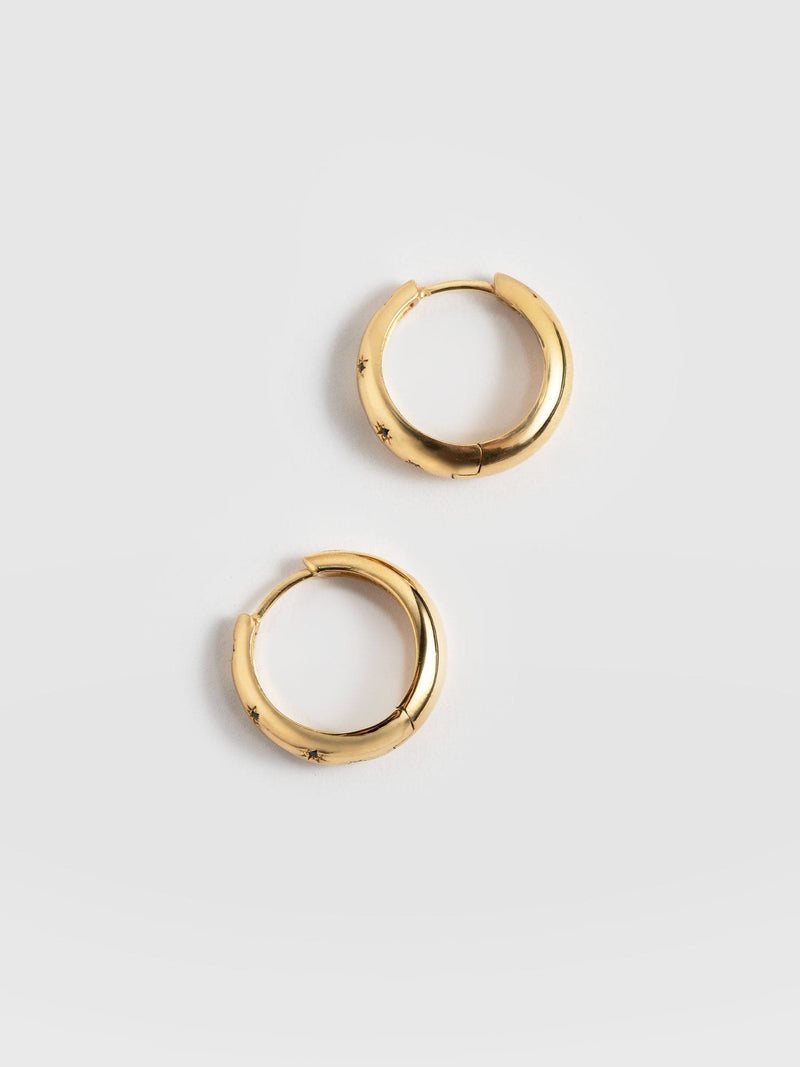 Scatter Star Hoop Earrings Gold/Black - Women's Jewellery | Saint + Sofia® EU