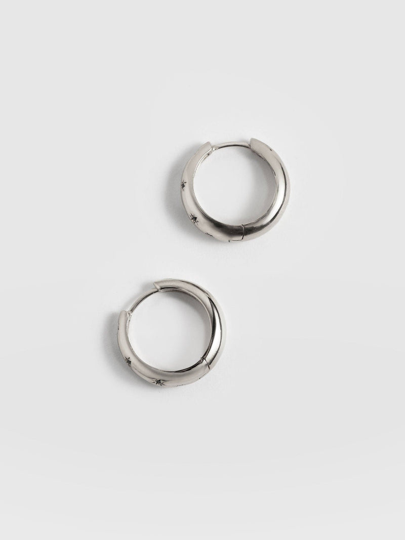 Scatter Star Hoop Earrings Silver/Black - Women's Jewellery | Saint + Sofia® EU