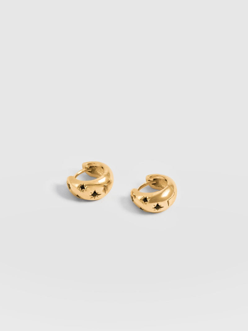 Scatter Star Huggie Earrings Gold/Black - Women's Jewellery | Saint + Sofia® EU