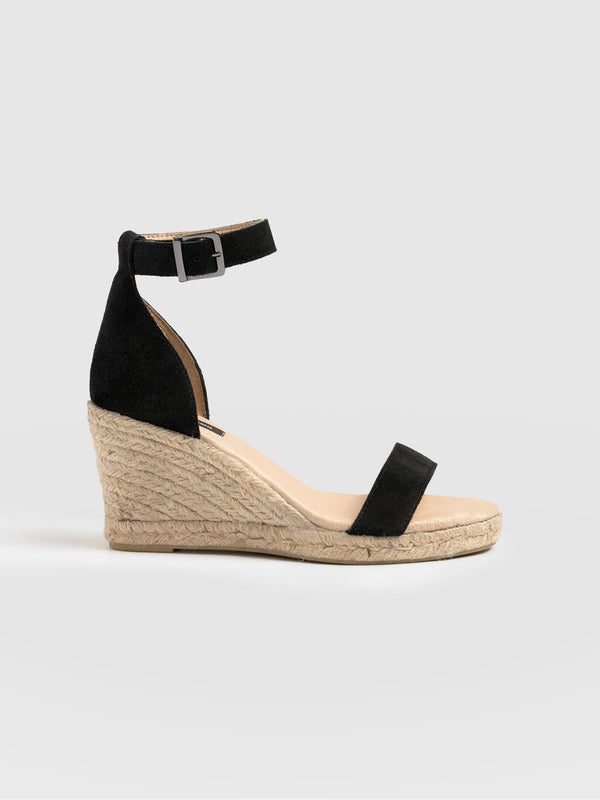 Serena Espadrille Wedges Black - Women's Heels | Saint + Sofia® EU