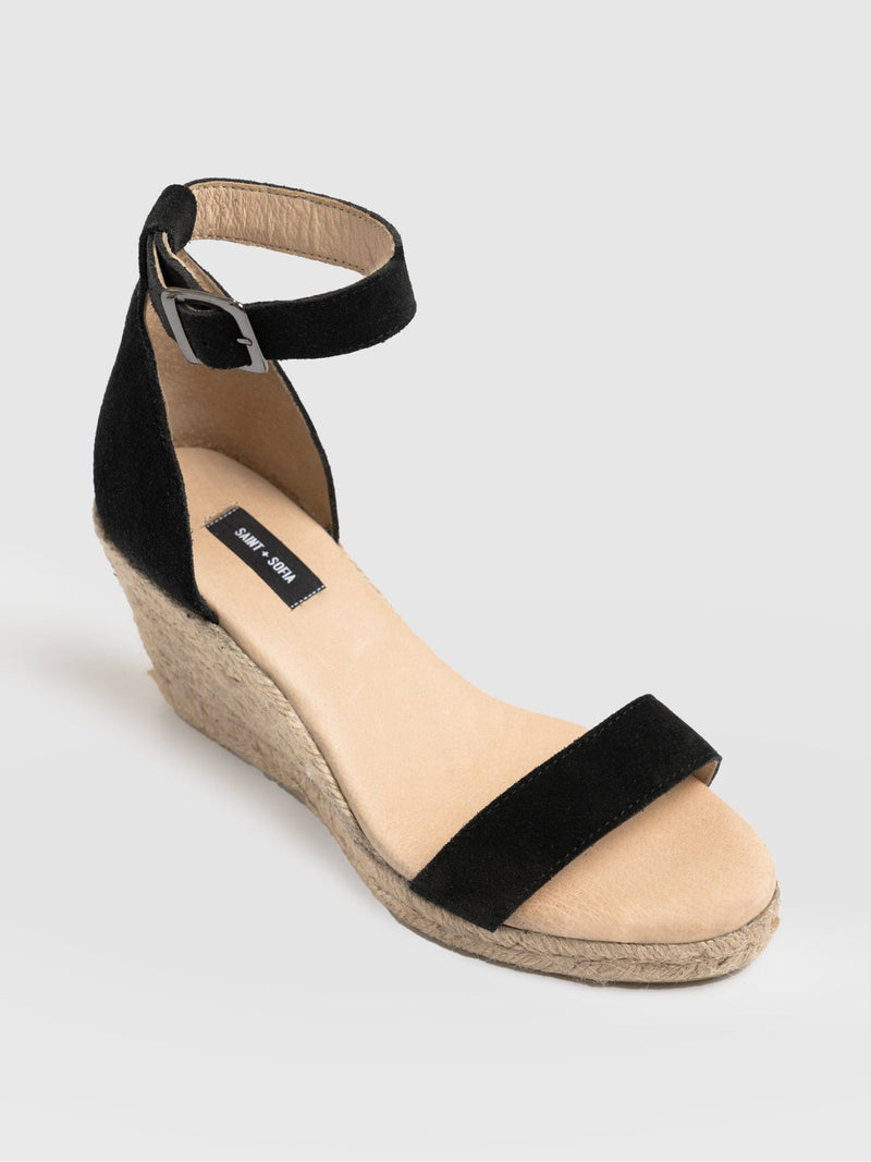 Serena Espadrille Wedges Black - Women's Heels | Saint + Sofia® EU