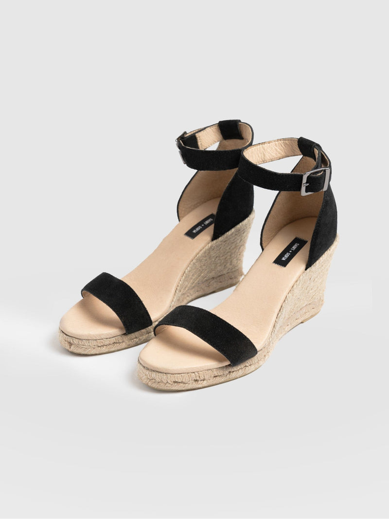 Serena Espadrille Wedges Black - Women's Heels | Saint + Sofia® EU