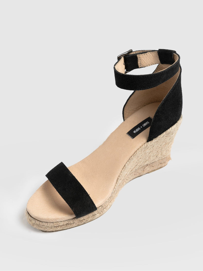 Serena Espadrille Wedges Black - Women's Heels | Saint + Sofia® EU