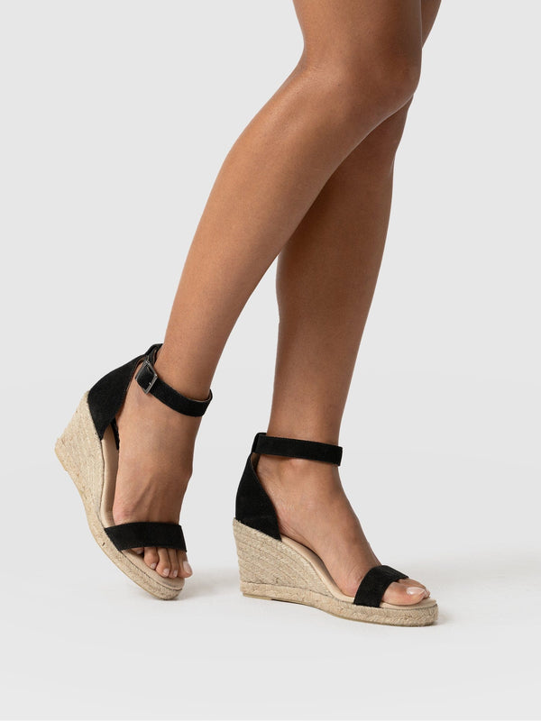 Serena Espadrille Wedges Black - Women's Heels | Saint + Sofia® EU