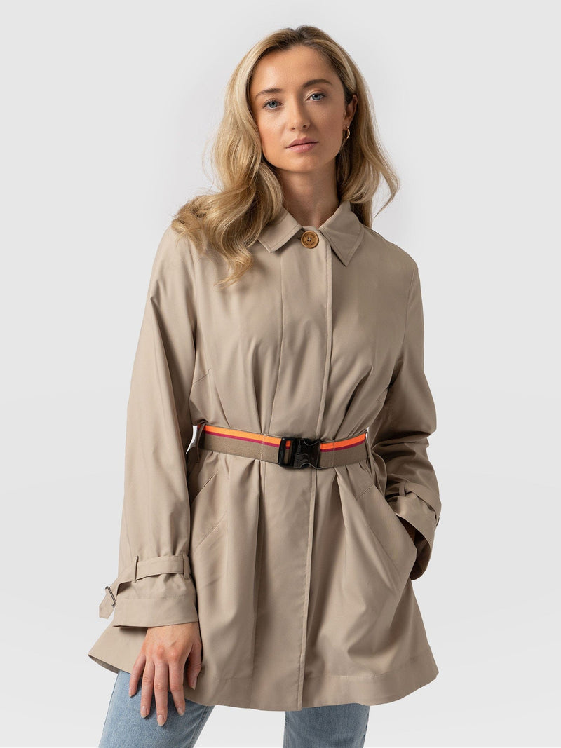 Short A Line Trench Coat Beige - Women's Overcoats | Saint + Sofia® EU