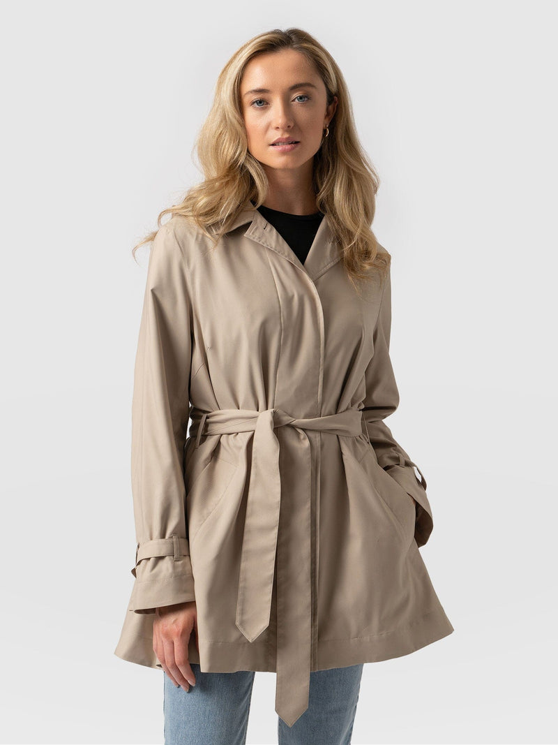 Short A Line Trench Coat Beige - Women's Overcoats | Saint + Sofia® EU