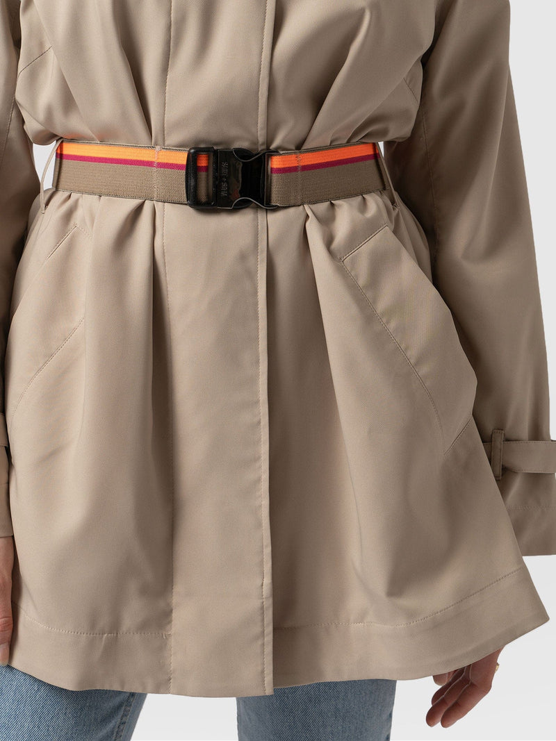 Short A Line Trench Coat Beige - Women's Overcoats | Saint + Sofia® EU