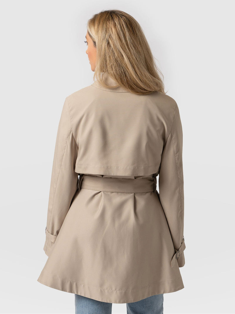 Short A Line Trench Coat Beige - Women's Overcoats | Saint + Sofia® EU