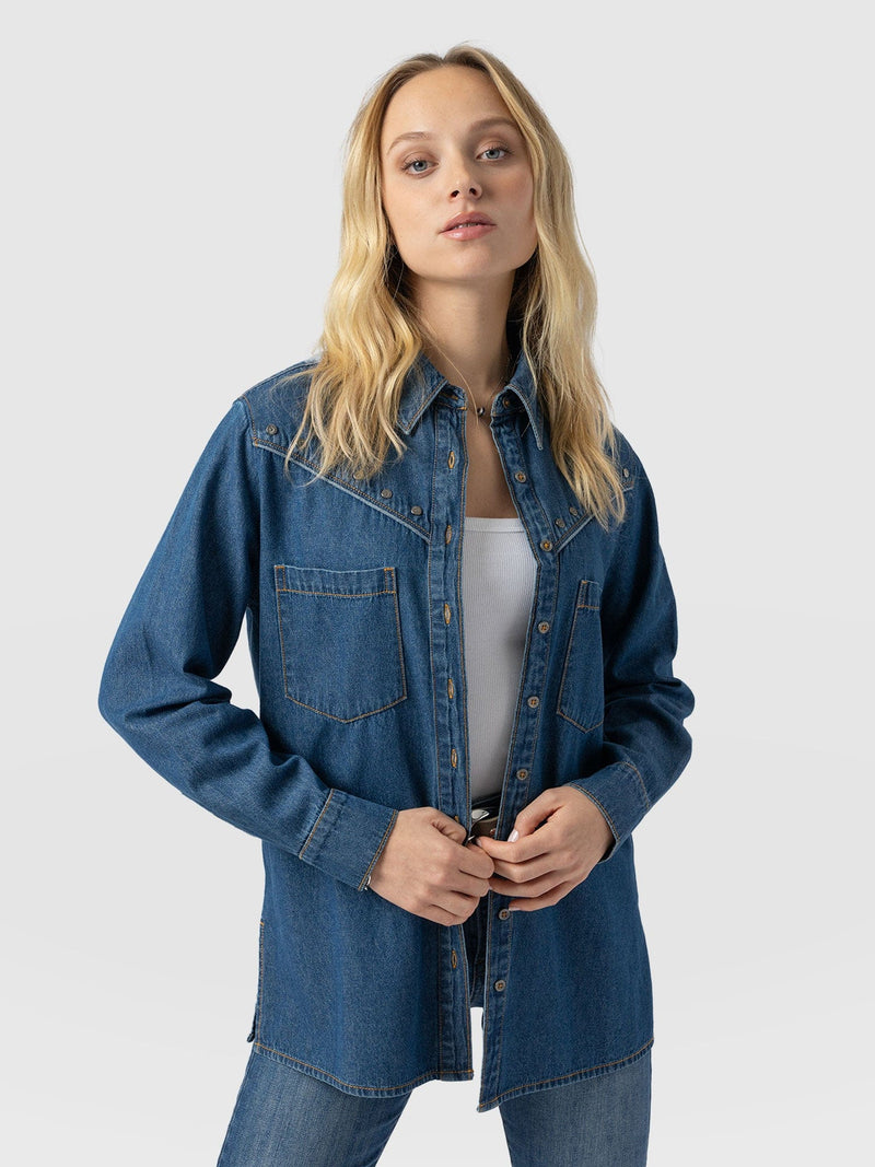 Sidney Denim Shirt Mid Blue - Women's Shirts | Saint + Sofia® EU