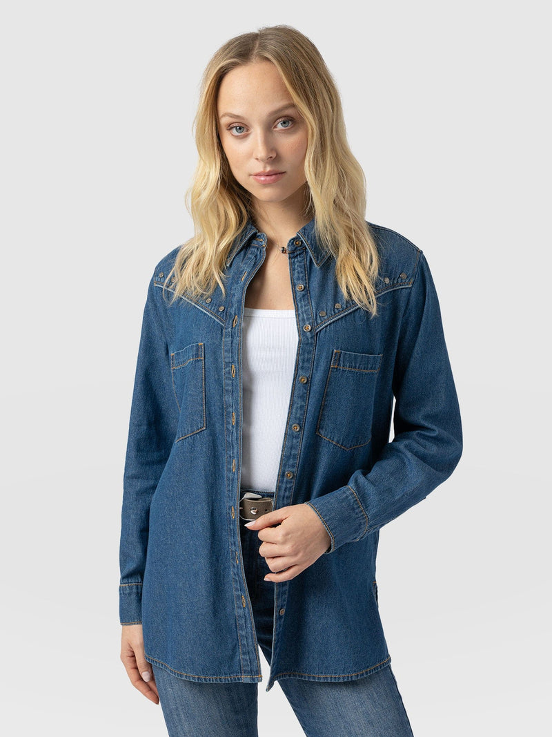 Sidney Denim Shirt Mid Blue - Women's Shirts | Saint + Sofia® EU