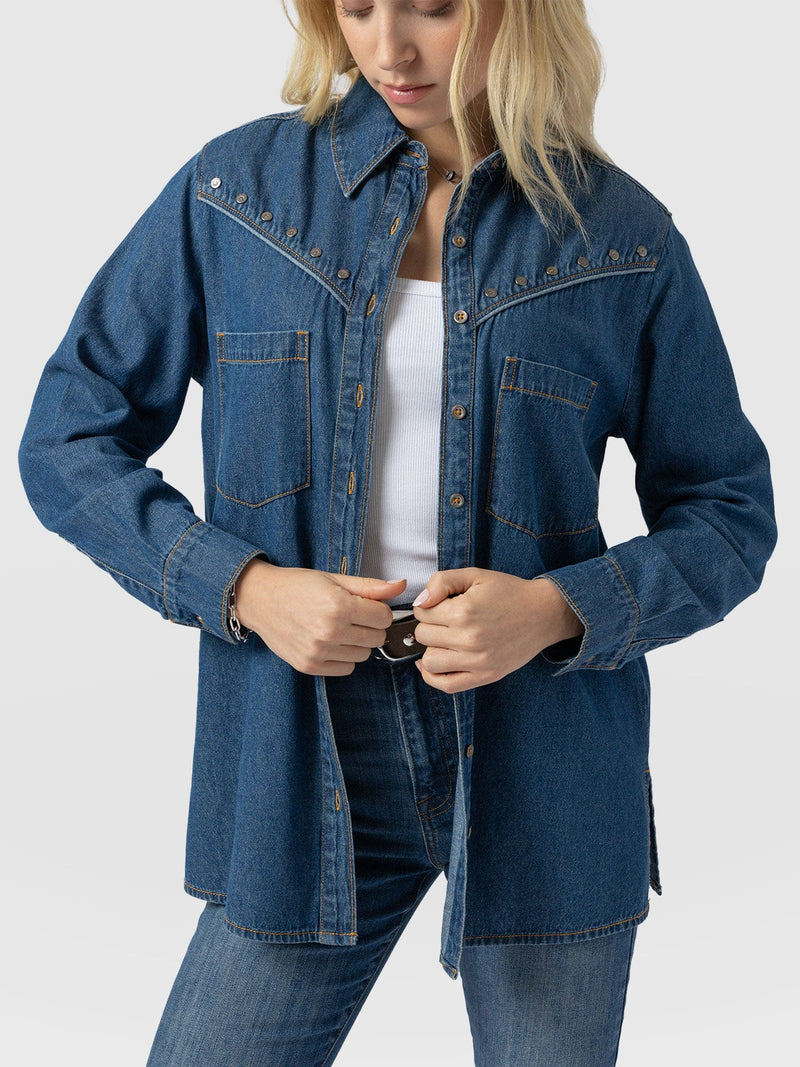 Sidney Denim Shirt Mid Blue - Women's Shirts | Saint + Sofia® EU