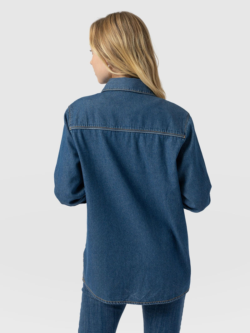 Sidney Denim Shirt Mid Blue - Women's Shirts | Saint + Sofia® EU