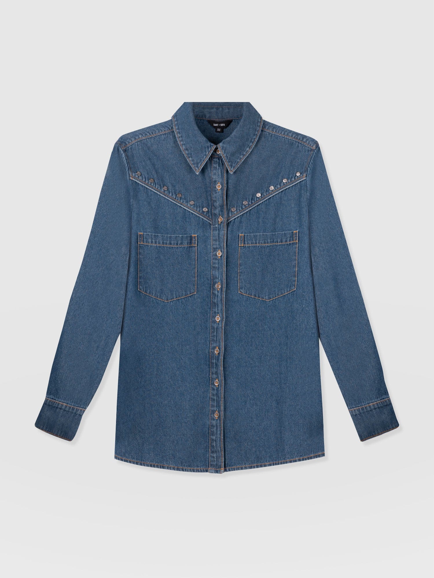 Sidney Denim Shirt Mid Blue - Women's Shirts | Saint + Sofia® EU