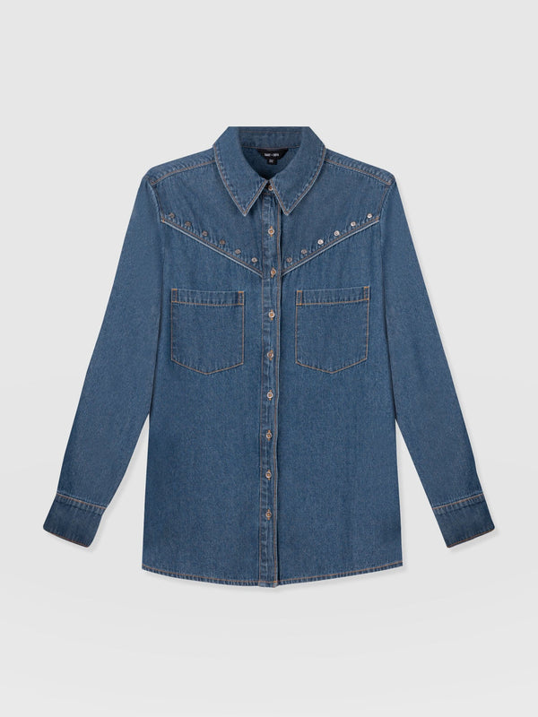 Sidney Denim Shirt Mid Blue - Women's Shirts | Saint + Sofia® EU