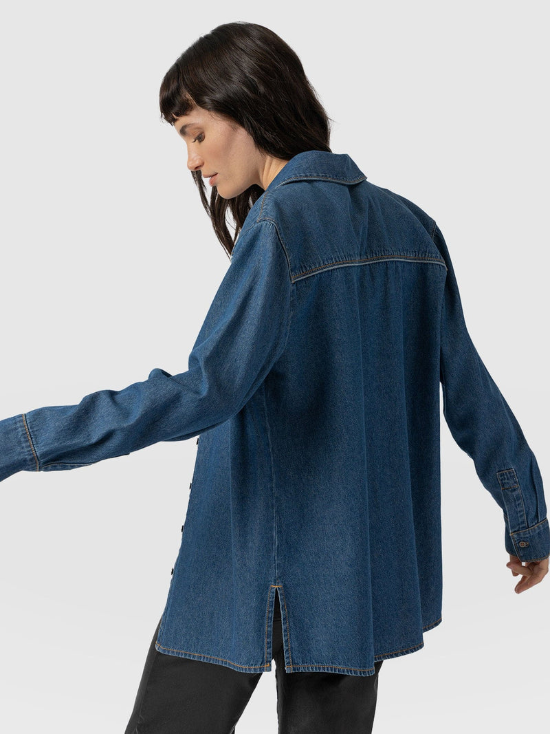 Sidney Denim Shirt Mid Blue - Women's Shirts | Saint + Sofia® EU