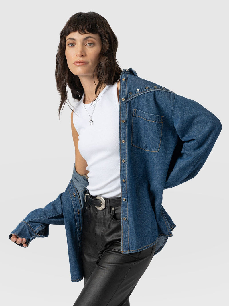 Sidney Denim Shirt Mid Blue - Women's Shirts | Saint + Sofia® EU