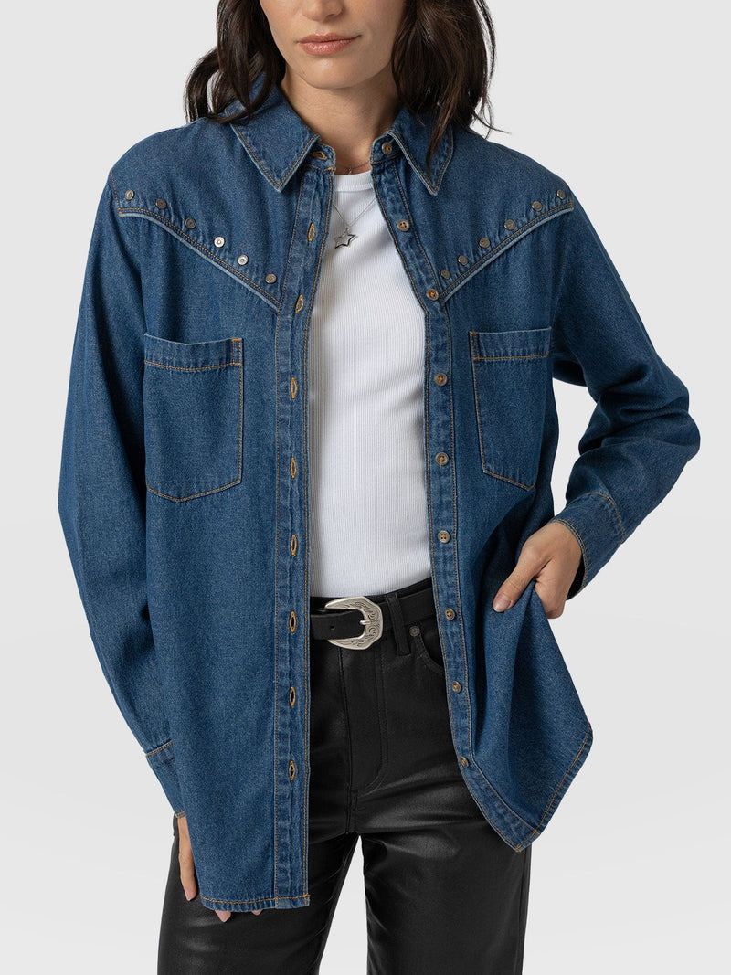 Sidney Denim Shirt Mid Blue - Women's Shirts | Saint + Sofia® EU