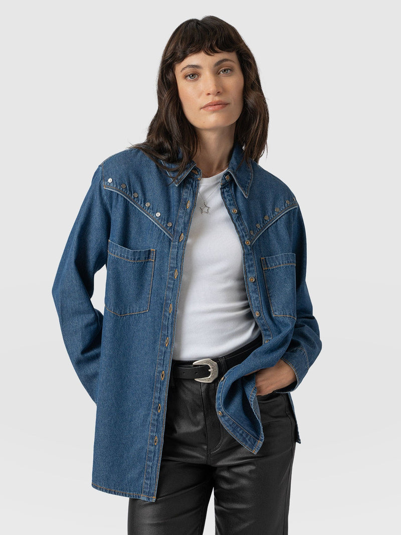 Sidney Denim Shirt Mid Blue - Women's Shirts | Saint + Sofia® EU