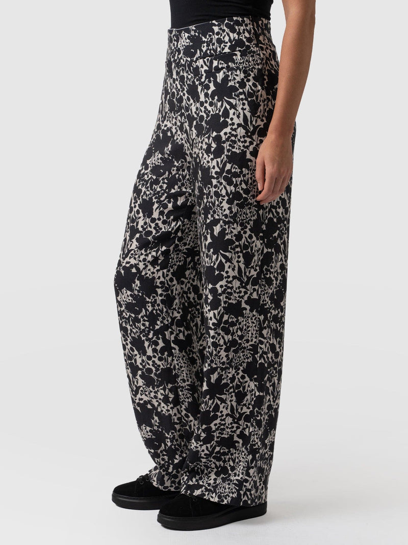 Sienna High Waisted Pant Black Cream Floral - Women's Trousers | Saint + Sofia® EU