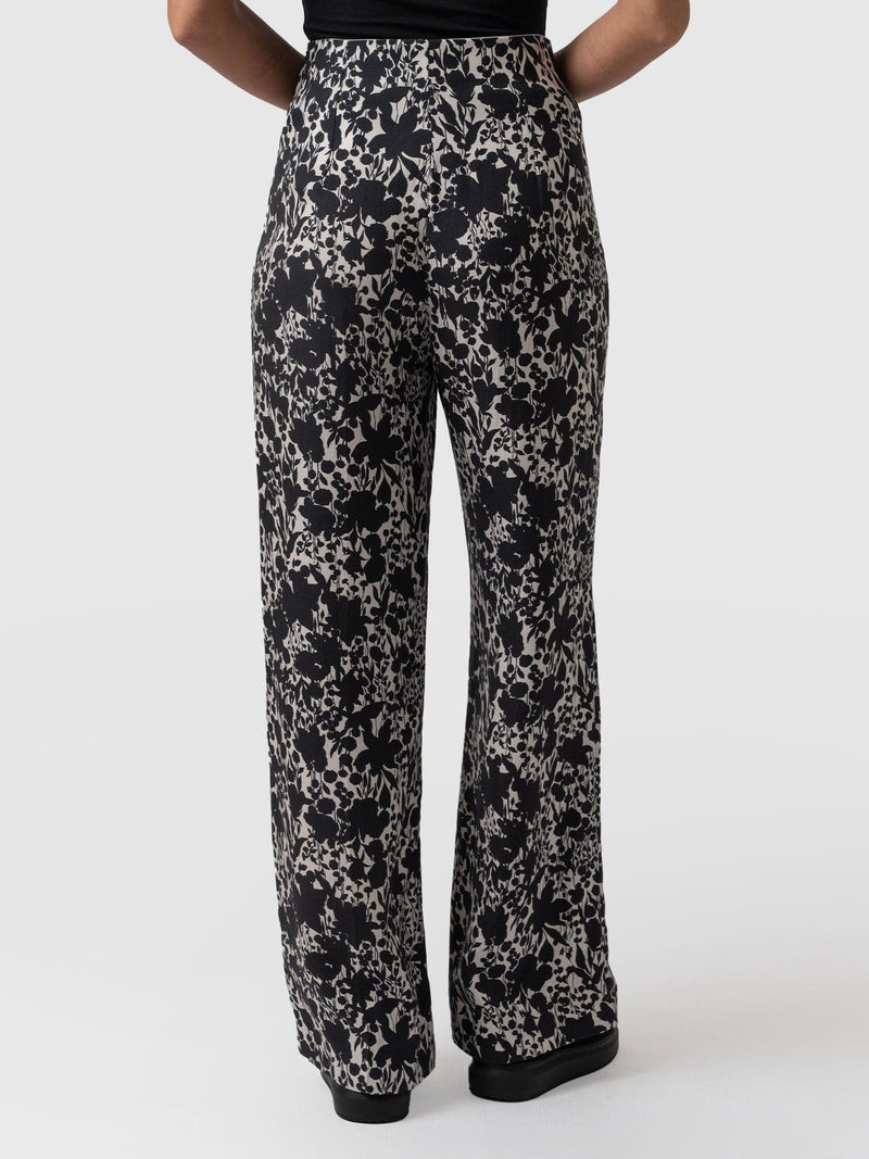 Sienna High Waisted Pant Black Cream Floral - Women's Trousers | Saint + Sofia® EU