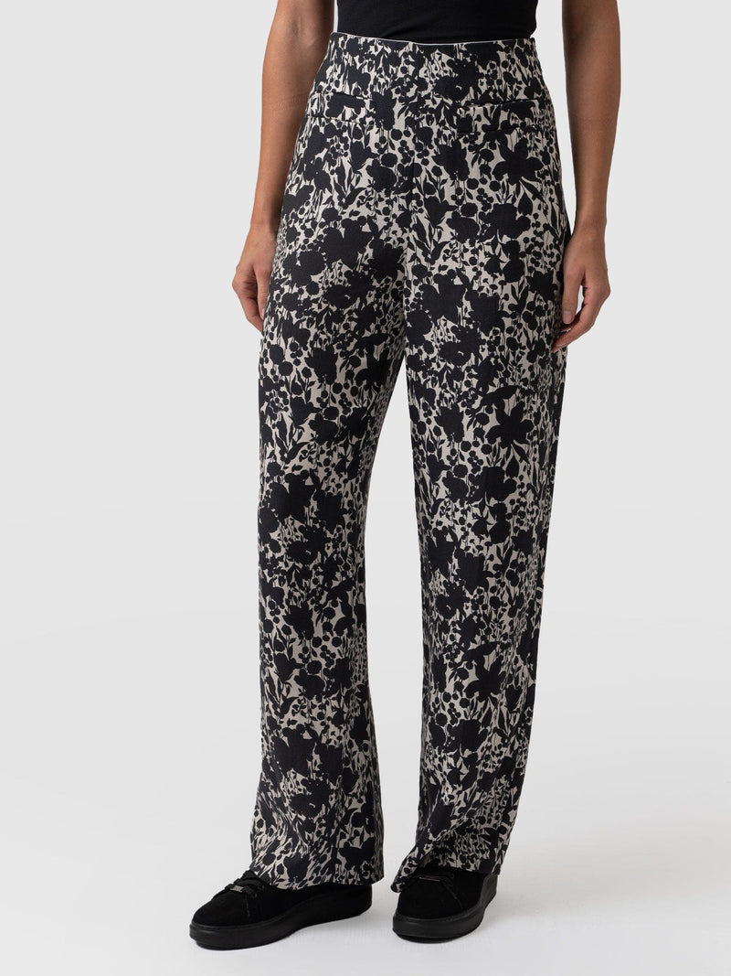 Sienna High Waisted Pant Black Cream Floral - Women's Trousers | Saint + Sofia® EU