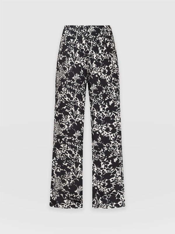 Sienna High Waisted Pant Black Cream Floral - Women's Trousers | Saint + Sofia® UK
