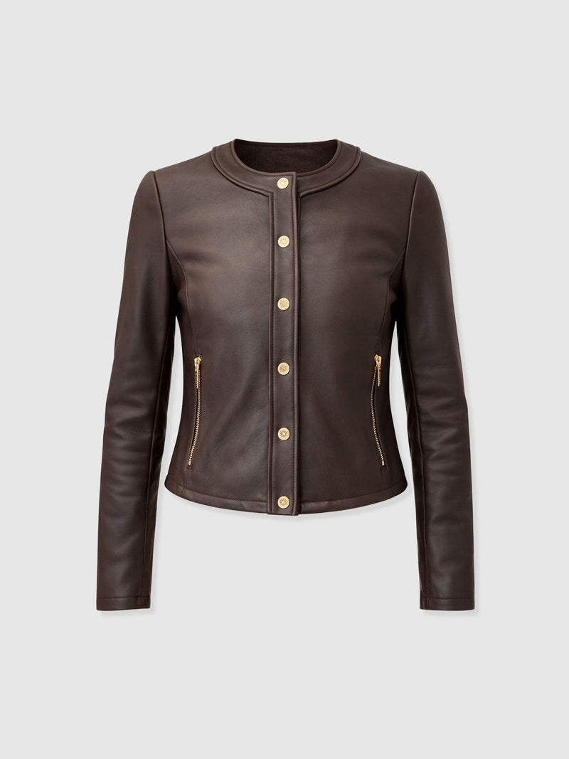 Skye Jacket - Chocolate - Women's Leathers | Saint + Sofia® EU
