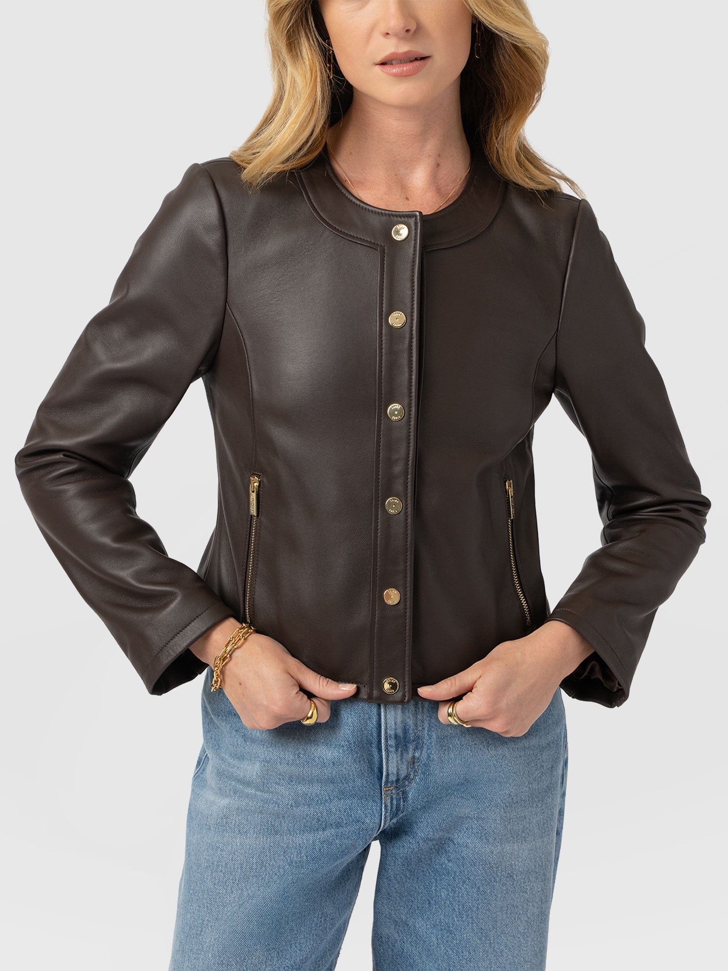 Skye Jacket - Chocolate - Women's Leathers | Saint + Sofia® EU