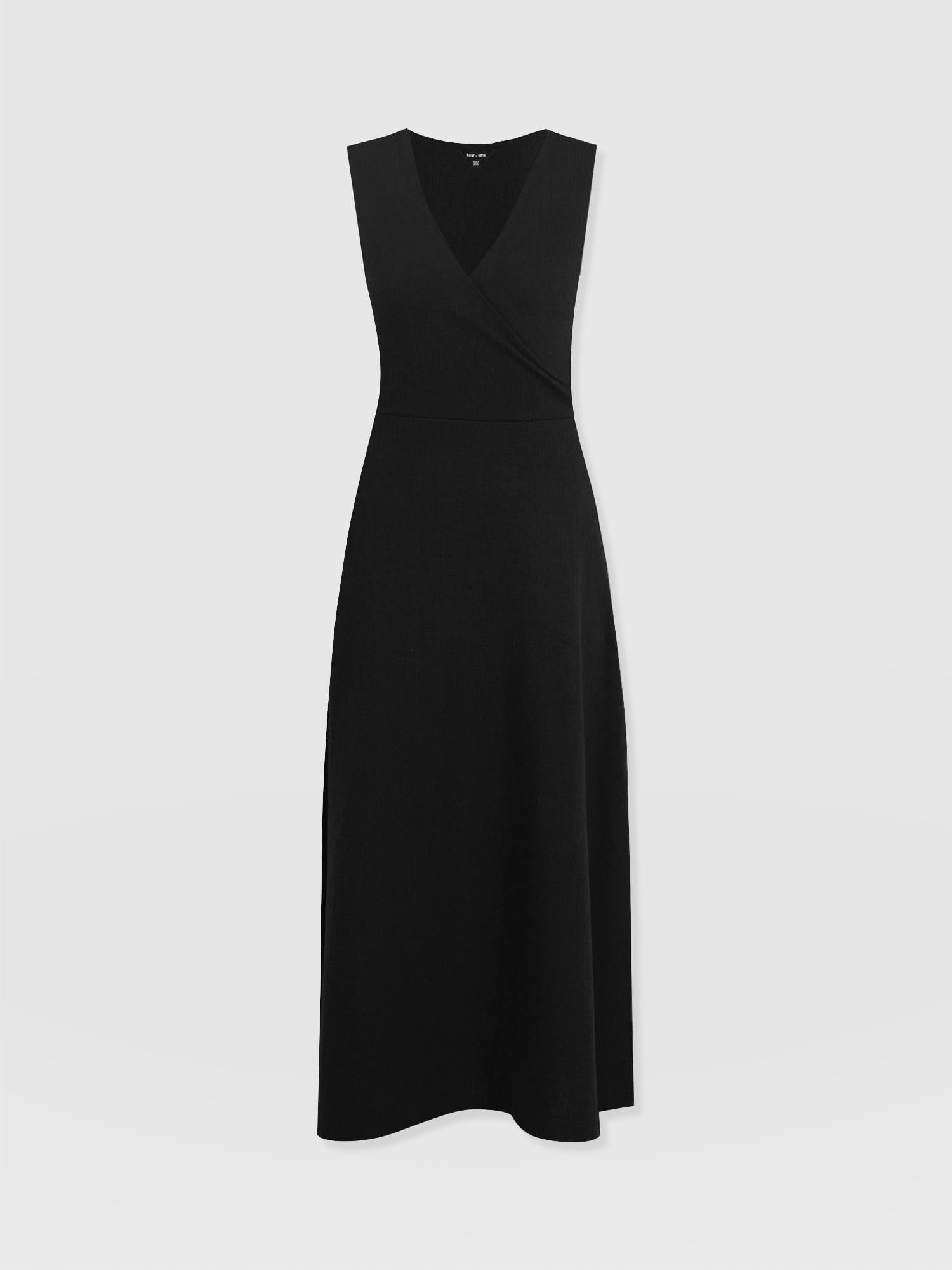 Sleeveless Maggie Wrap Dress - Black Textured - Women's Dresses | Saint + Sofia® EU
