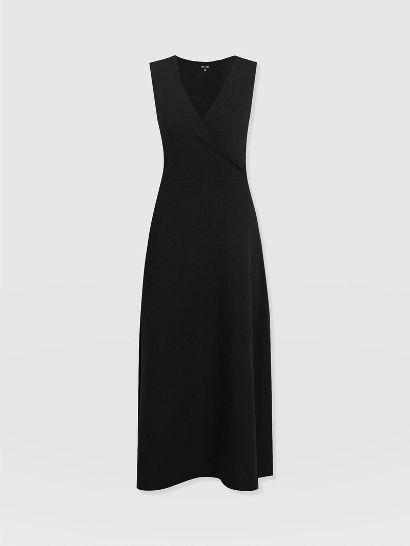 Sleeveless Maggie Wrap Dress - Black Textured - Women's Dresses | Saint + Sofia® EU