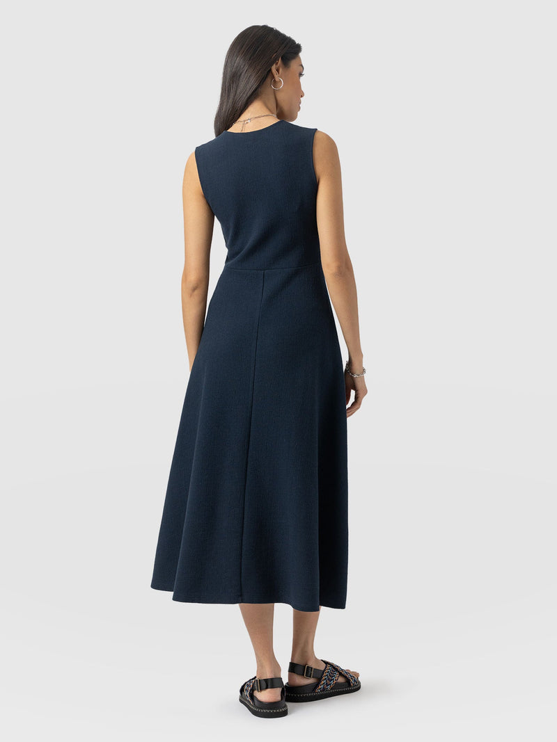 Sleeveless Maggie Wrap Dress - Navy Textured - Women's Dresses | Saint + Sofia® EU