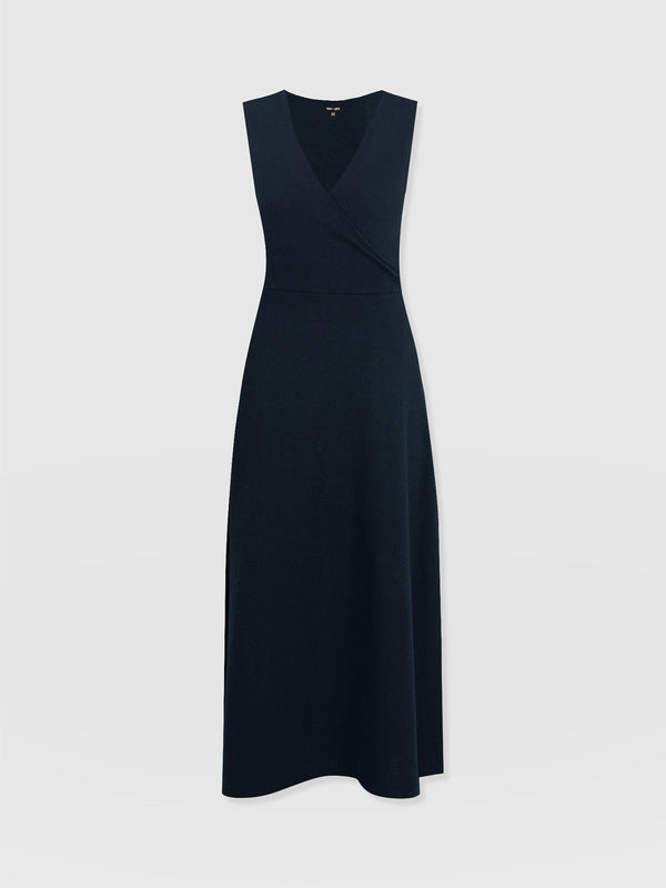 Sleeveless Maggie Wrap Dress - Navy Textured - Women's Dresses | Saint + Sofia® EU