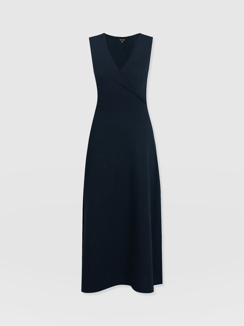 Sleeveless Maggie Wrap Dress - Navy Textured - Women's Dresses | Saint + Sofia® EU