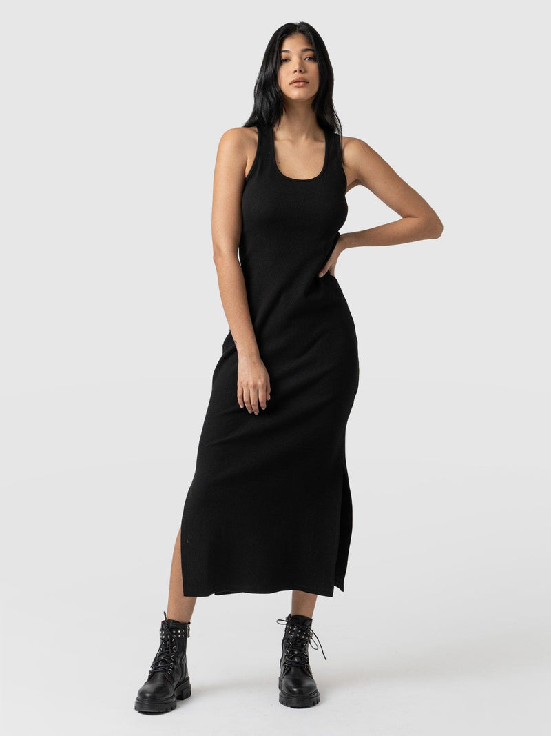 Sleeveless Rib Dress Black - Women's Dresses | Saint + Sofia® EU