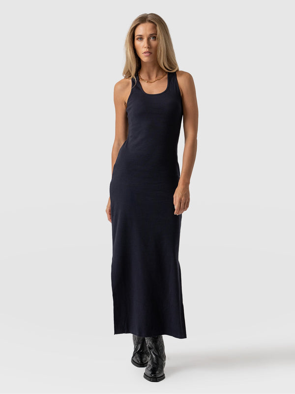 Sleeveless Rib Dress Navy - Women's Dresses | Saint + Sofia® EU