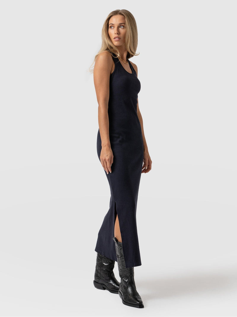 Sleeveless Rib Dress Navy - Women's Dresses | Saint + Sofia® EU