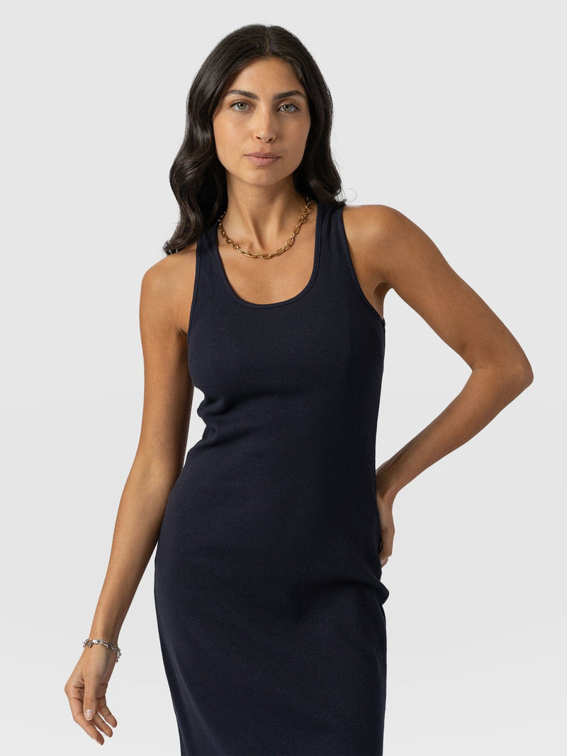 Sleeveless Rib Dress Navy - Women's Dresses | Saint + Sofia® EU