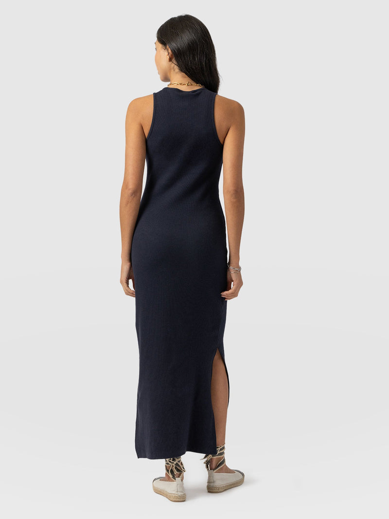 Sleeveless Rib Dress Navy - Women's Dresses | Saint + Sofia® EU