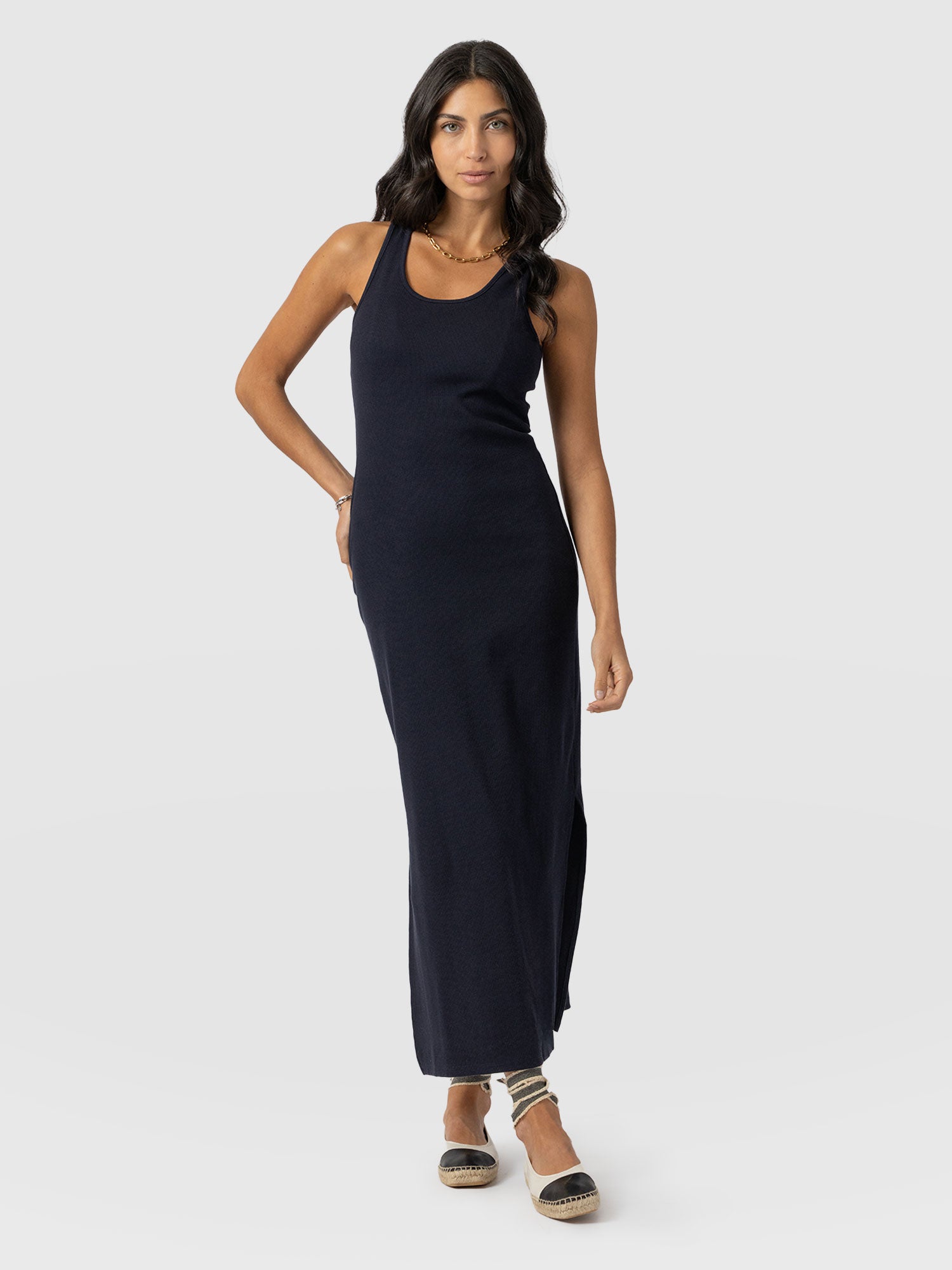 Sleeveless Rib Dress Navy - Women's Dresses | Saint + Sofia® EU