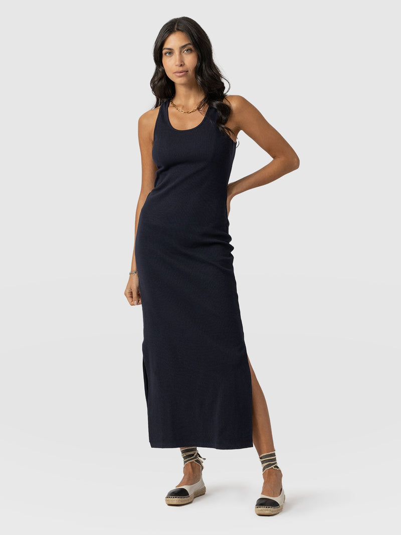 Sleeveless Rib Dress Navy - Women's Dresses | Saint + Sofia® EU