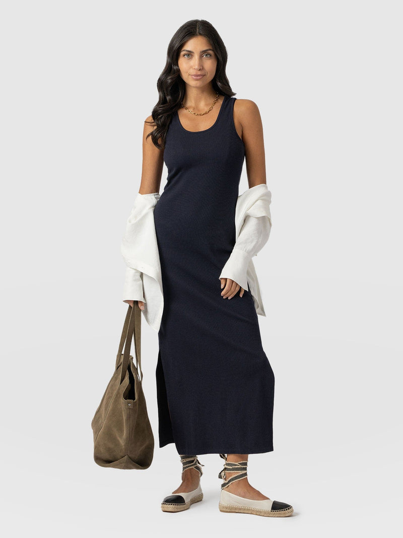 Sleeveless Rib Dress Navy - Women's Dresses | Saint + Sofia® EU