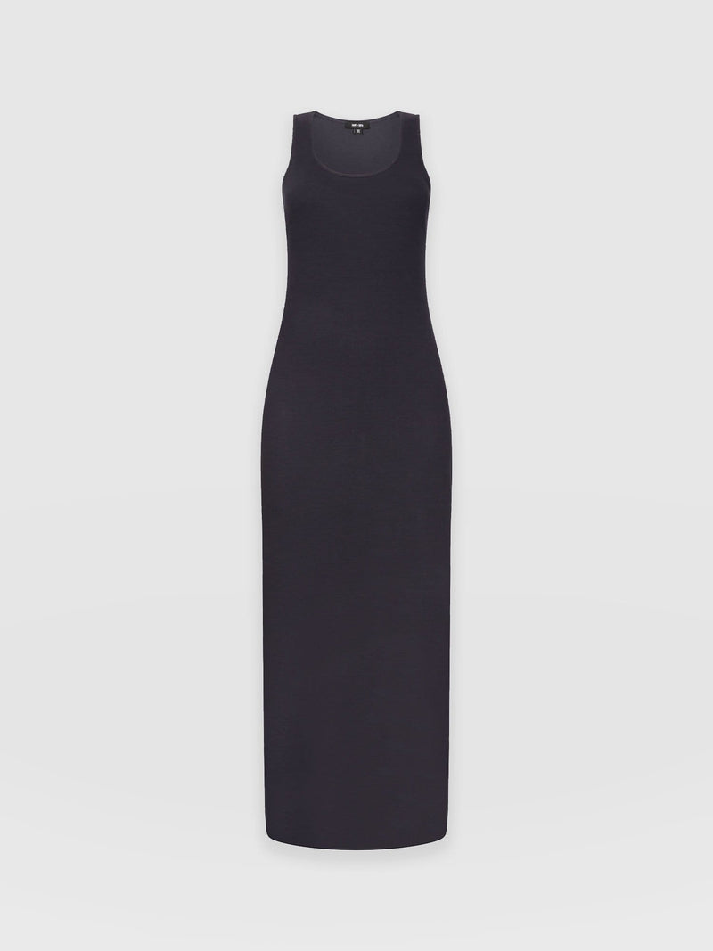 Sleeveless Scoop Neck Rib Maxi Dress Navy | Saint and Sofia® Europe