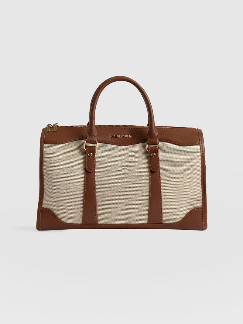 Sloane Medium Duffle Bag Brown/Cream - Women's Bags | Saint + Sofia® EU
