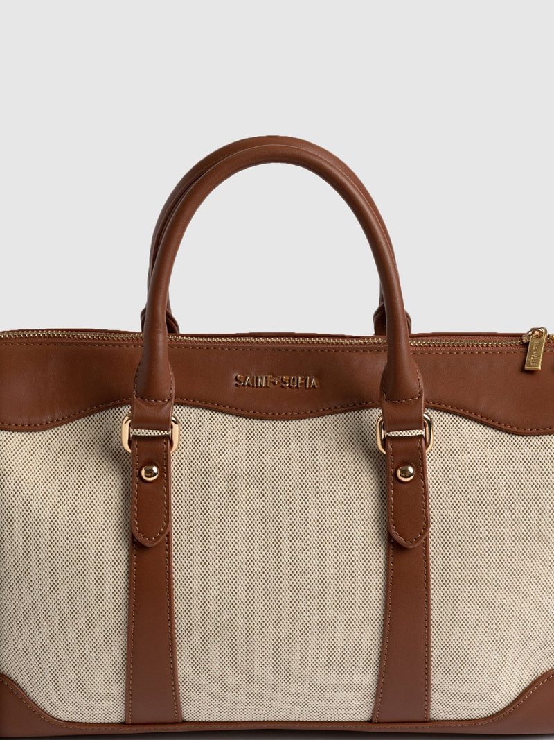 Sloane Medium Duffle Bag Brown/Cream - Women's Bags | Saint + Sofia® UK