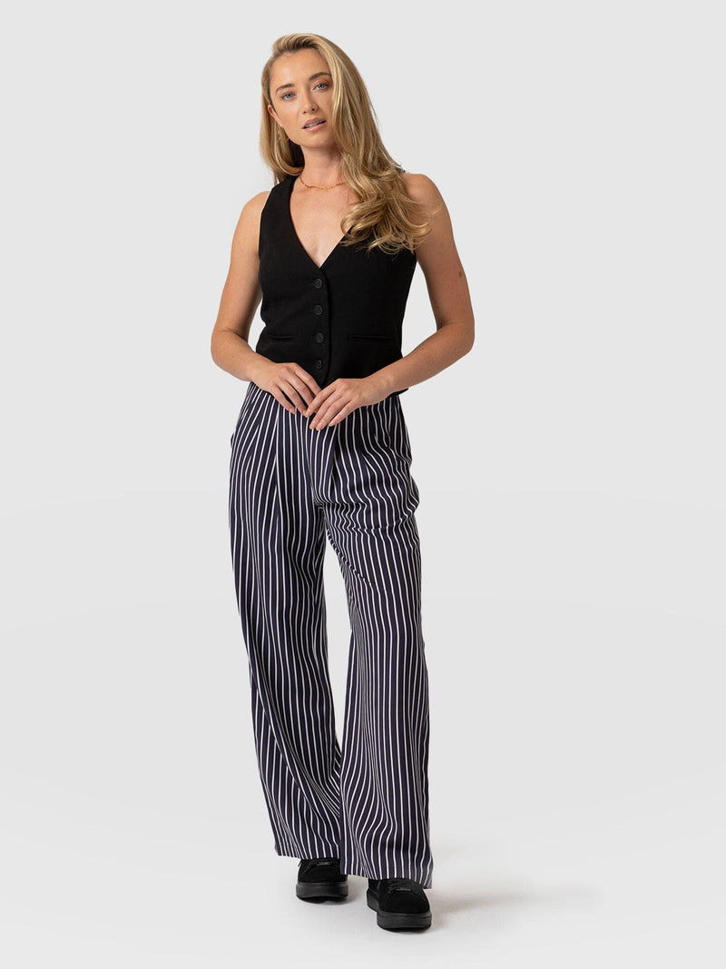 Sloane Pant Navy Mini Stripe - Women's Trousers | Saint + Sofia® EU