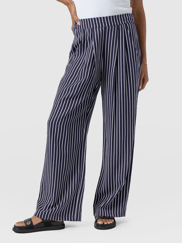 Sloane Pant Navy Mini Stripe - Women's Trousers | Saint + Sofia® EU