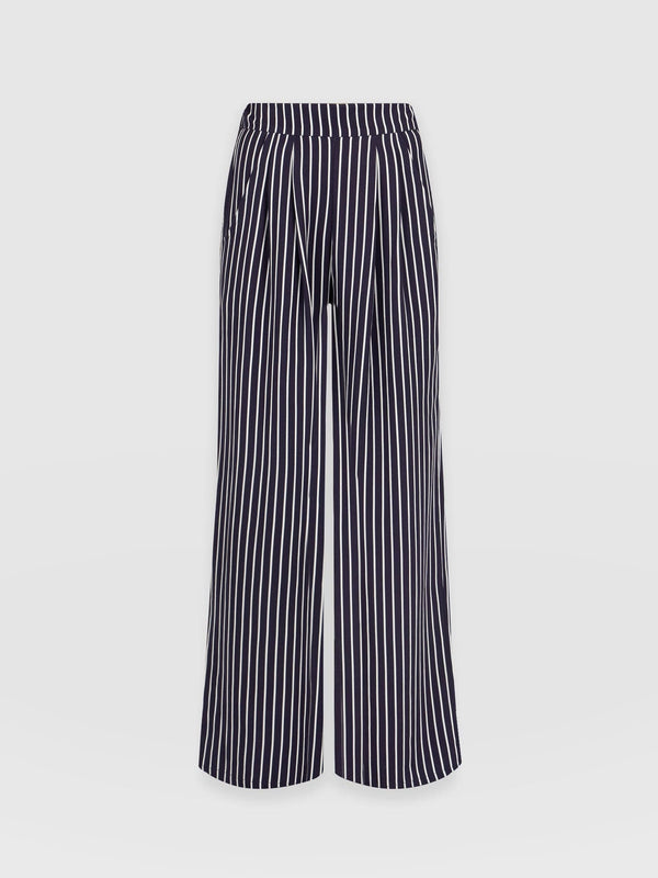 Sloane Pant Navy Mini Stripe - Women's Trousers | Saint + Sofia® EU